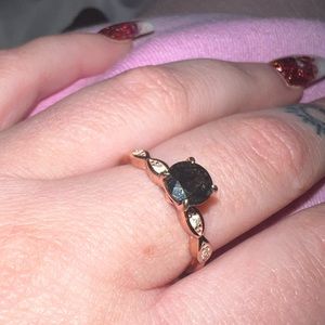Black rutilated quartz ring rose gold